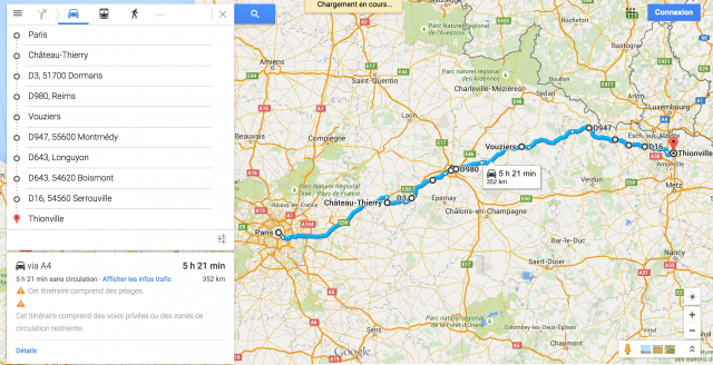 Google map_Roadbook_itinéraire